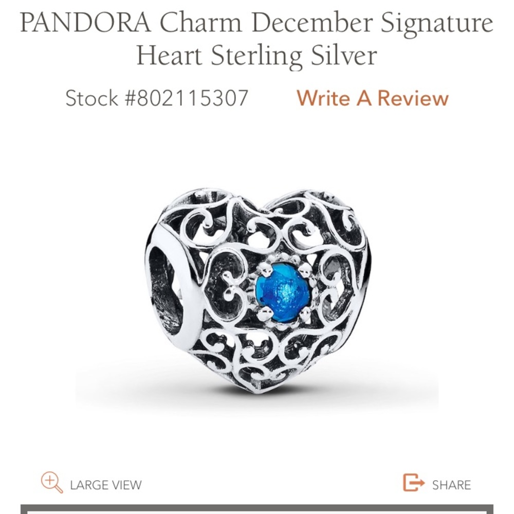 Pandora December birthstone heart charm